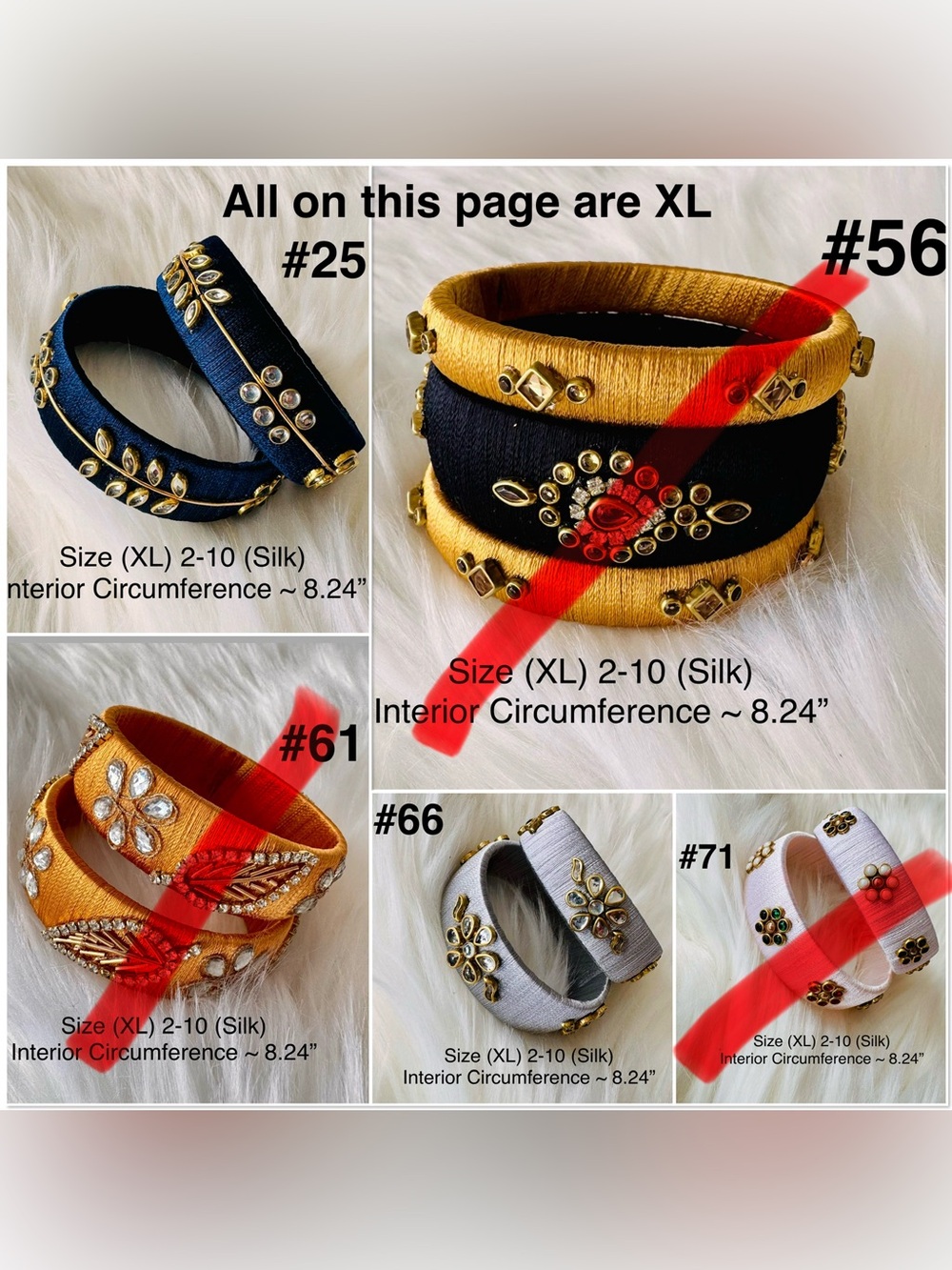 🎡🎡Handmade Silk or Cotton Wrapped Bangle Set of your choice in various sizes - Picture 7 of 16